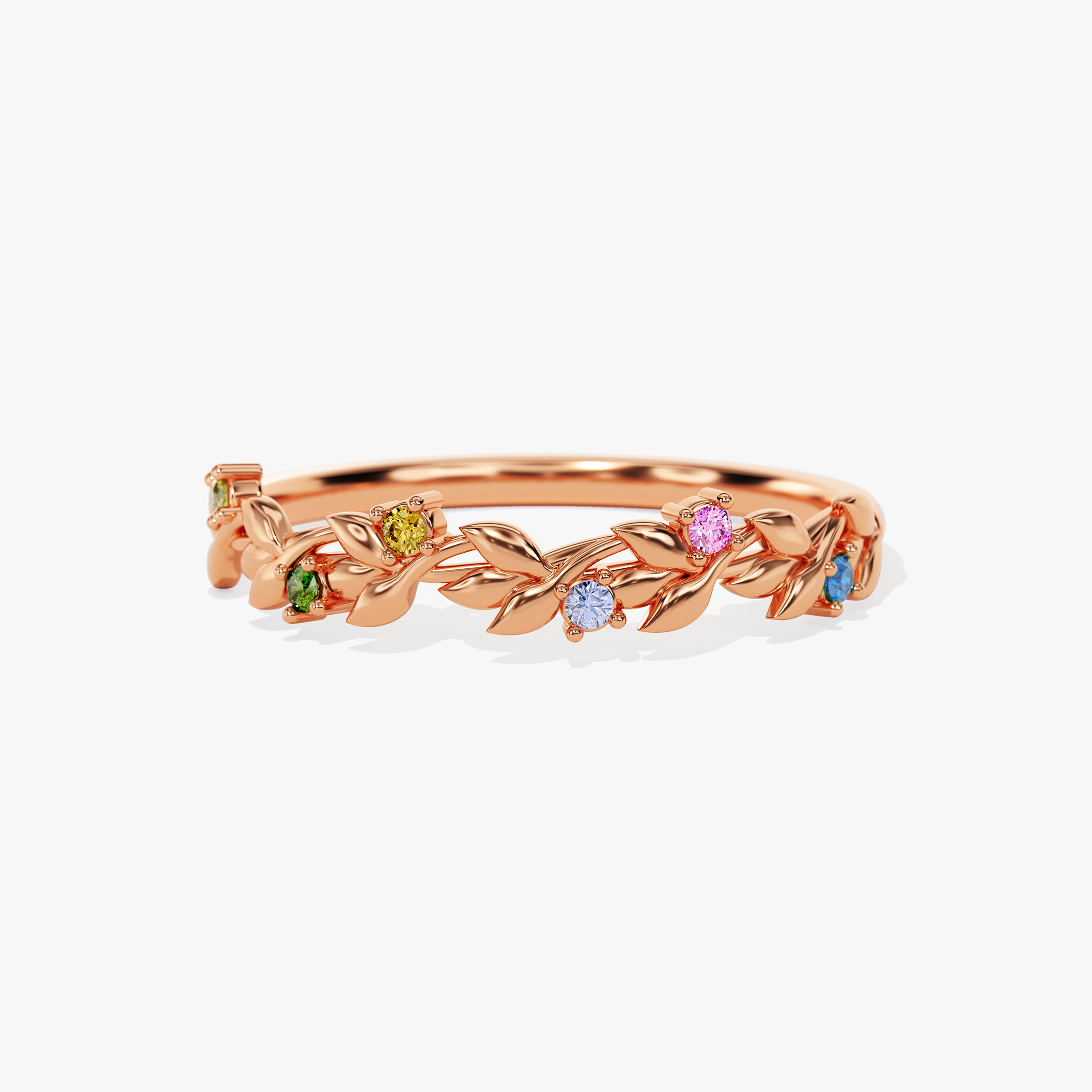 Personalized 1-6 Floral Birthstone Ring