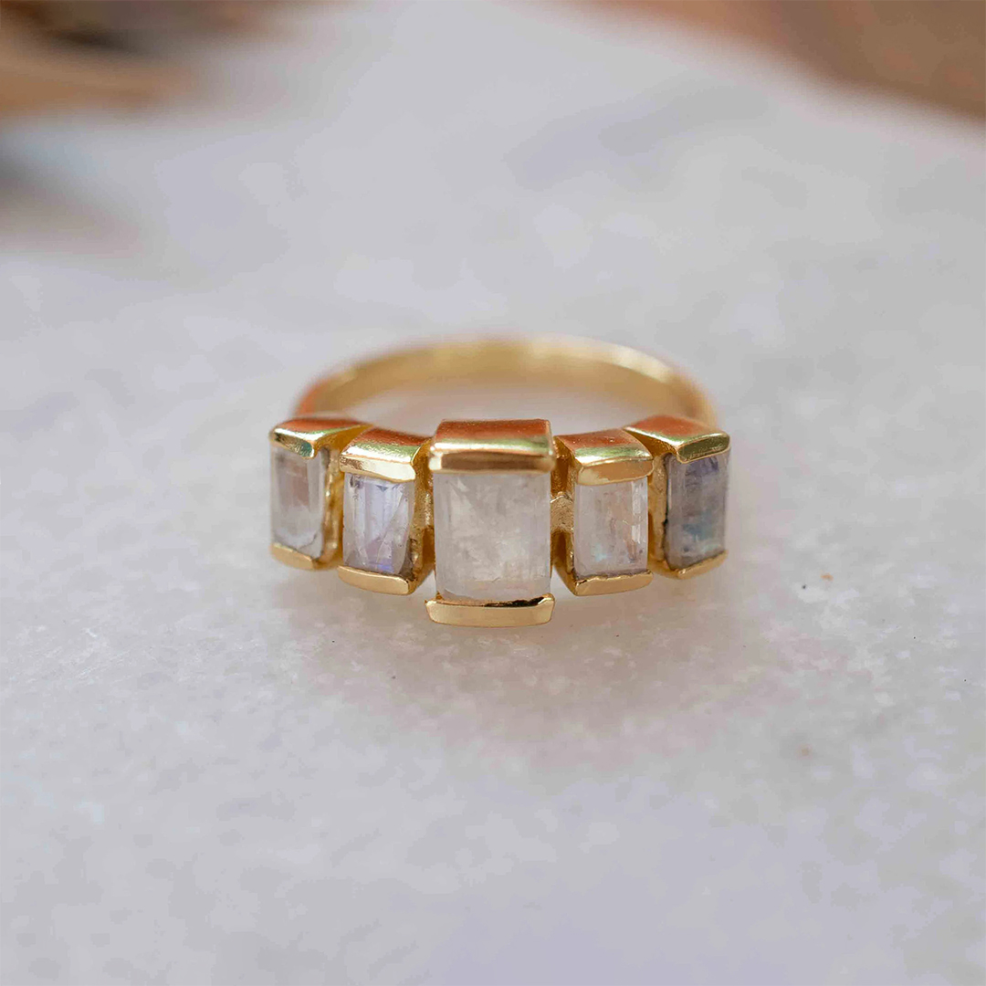 Lung Cancer Awareness Pure Moonstone Ring