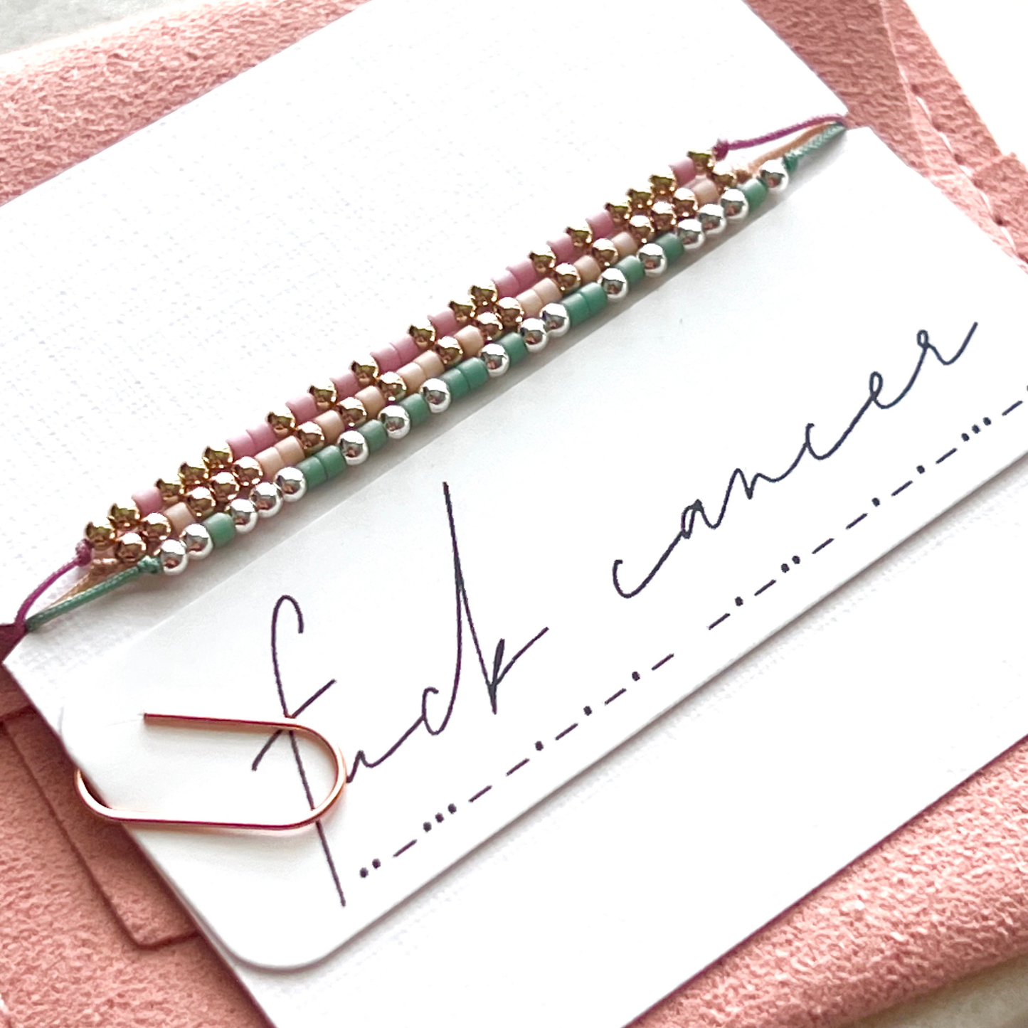Dainty F❤️CK Cancer Morse Code Beaded Bracelet