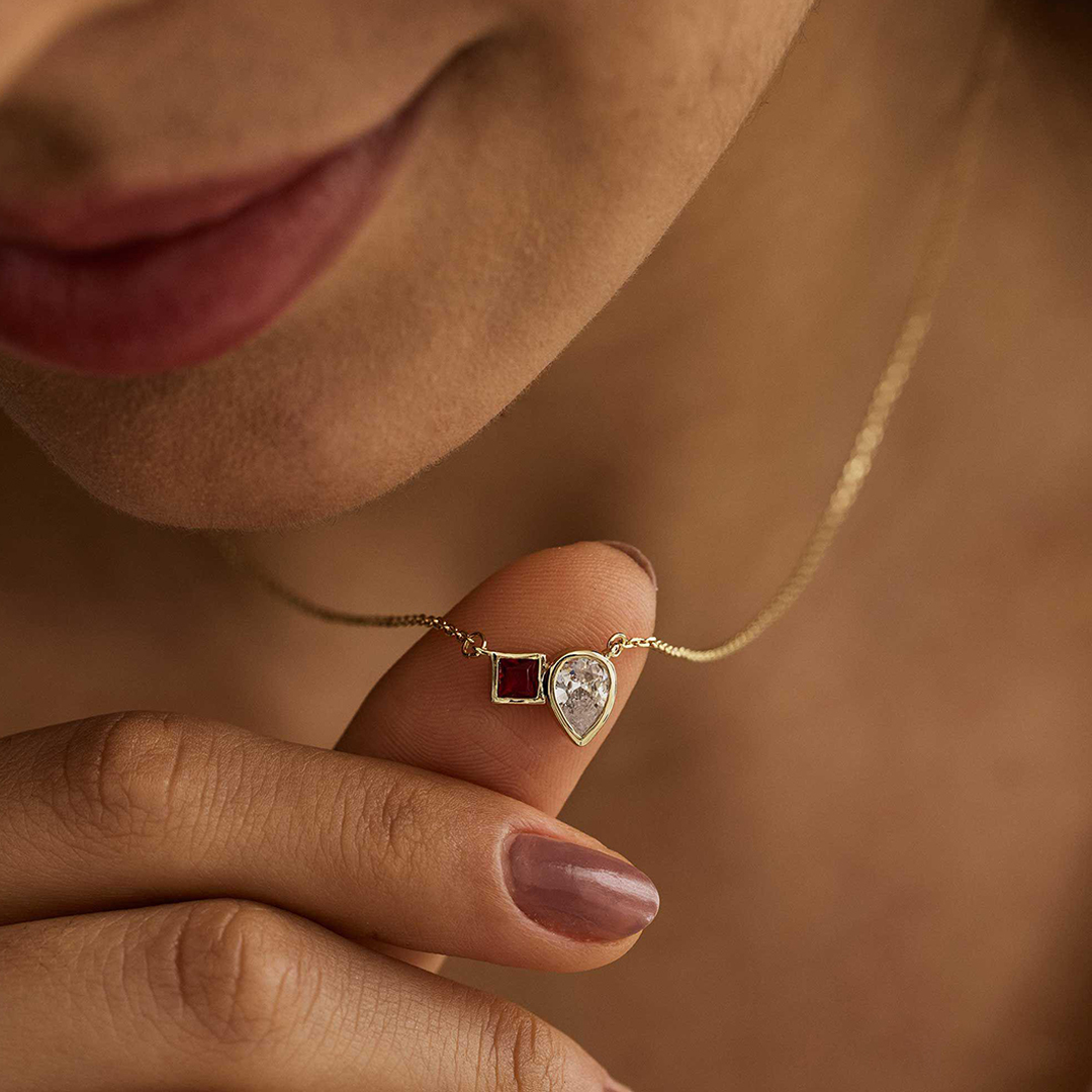 Mother & Daughter Two Stone Necklace