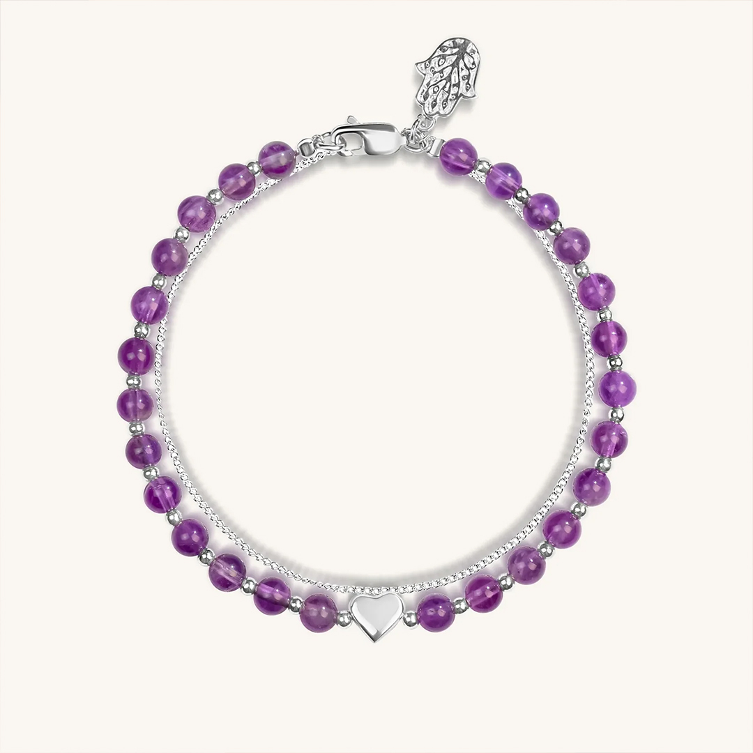 Lupus Awareness Amethyst Heart Charm Bracelet