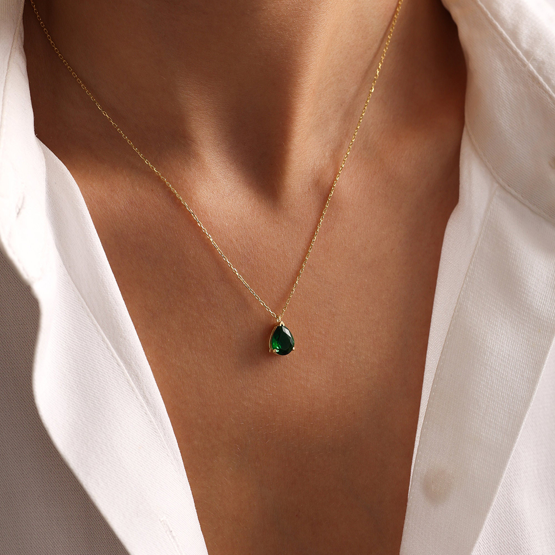 Kidney Disease Awareness Green Drop Necklace