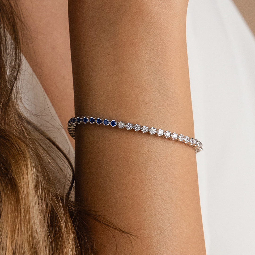Choosing Peace Blue Diamond Tennis Bracelet