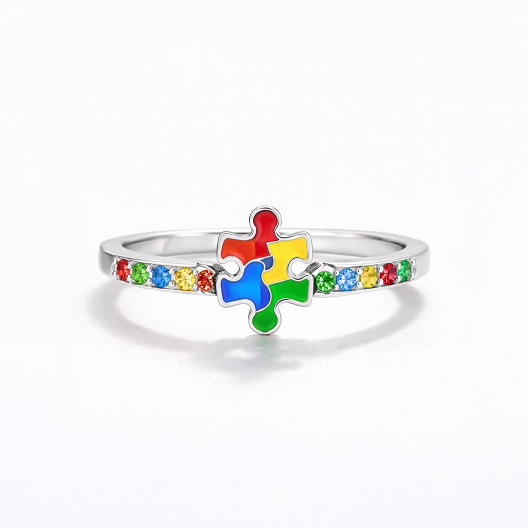 Autism Awareness Star Mom Puzzle Ring
