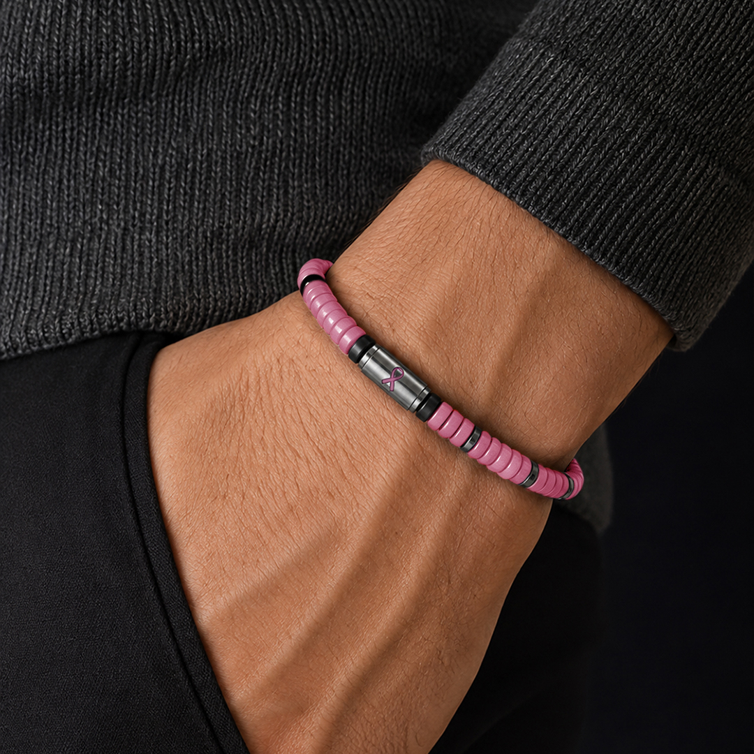 I Am Enough Pink Ribbon Breast Cancer Awareness Bracelet