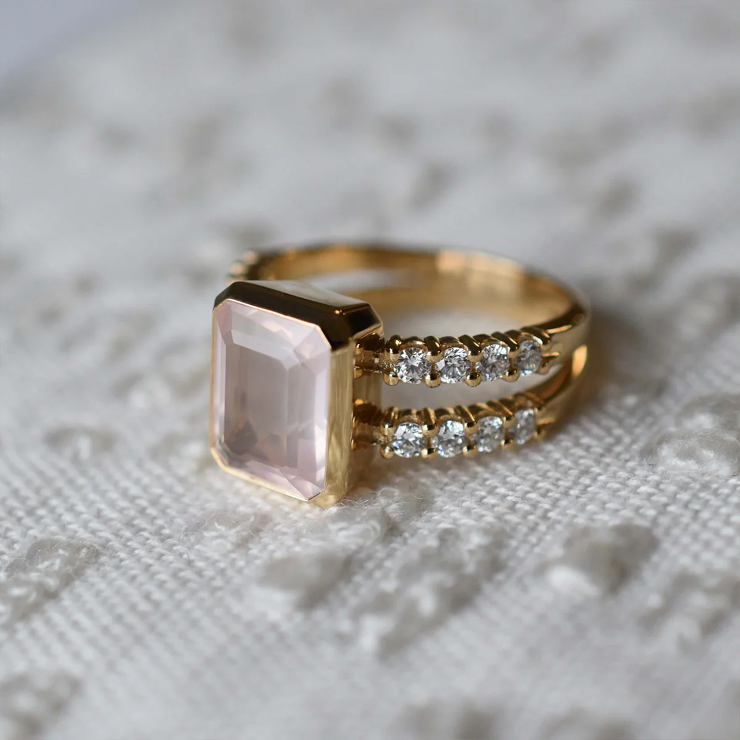 Breast Cancer I Am Enough Rose Quartz Ring
