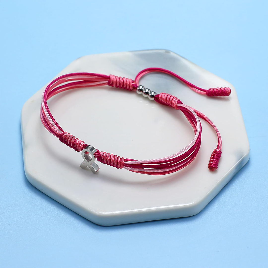 Breast Cancer Pink Rope With Ribbon Bracelet – OliviaHandicrafts