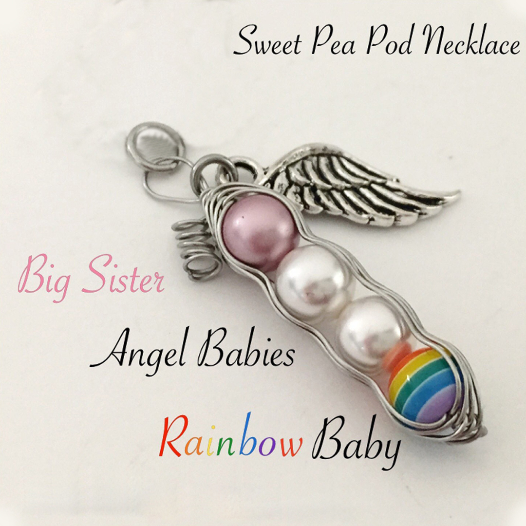 Rainbow Baby Sweet Pea Necklace