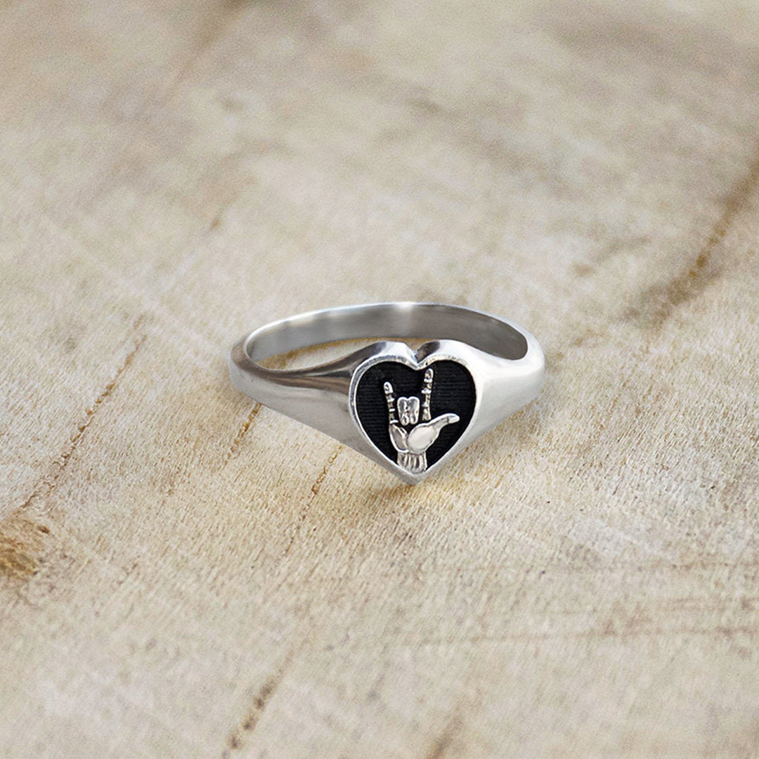 National Deaf History Month Gift Heart Ring