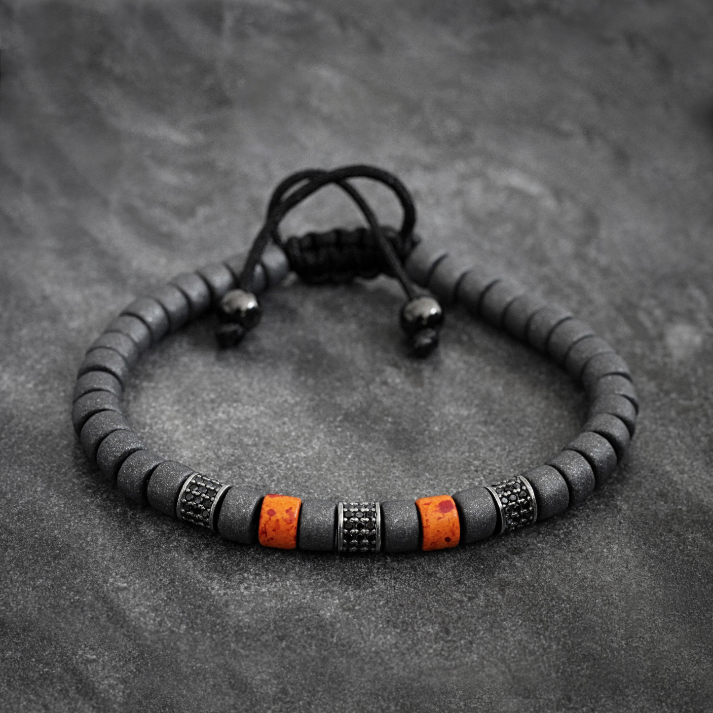 Multiple Sclerosis Warrior Orange Gray Beaded Bracelet