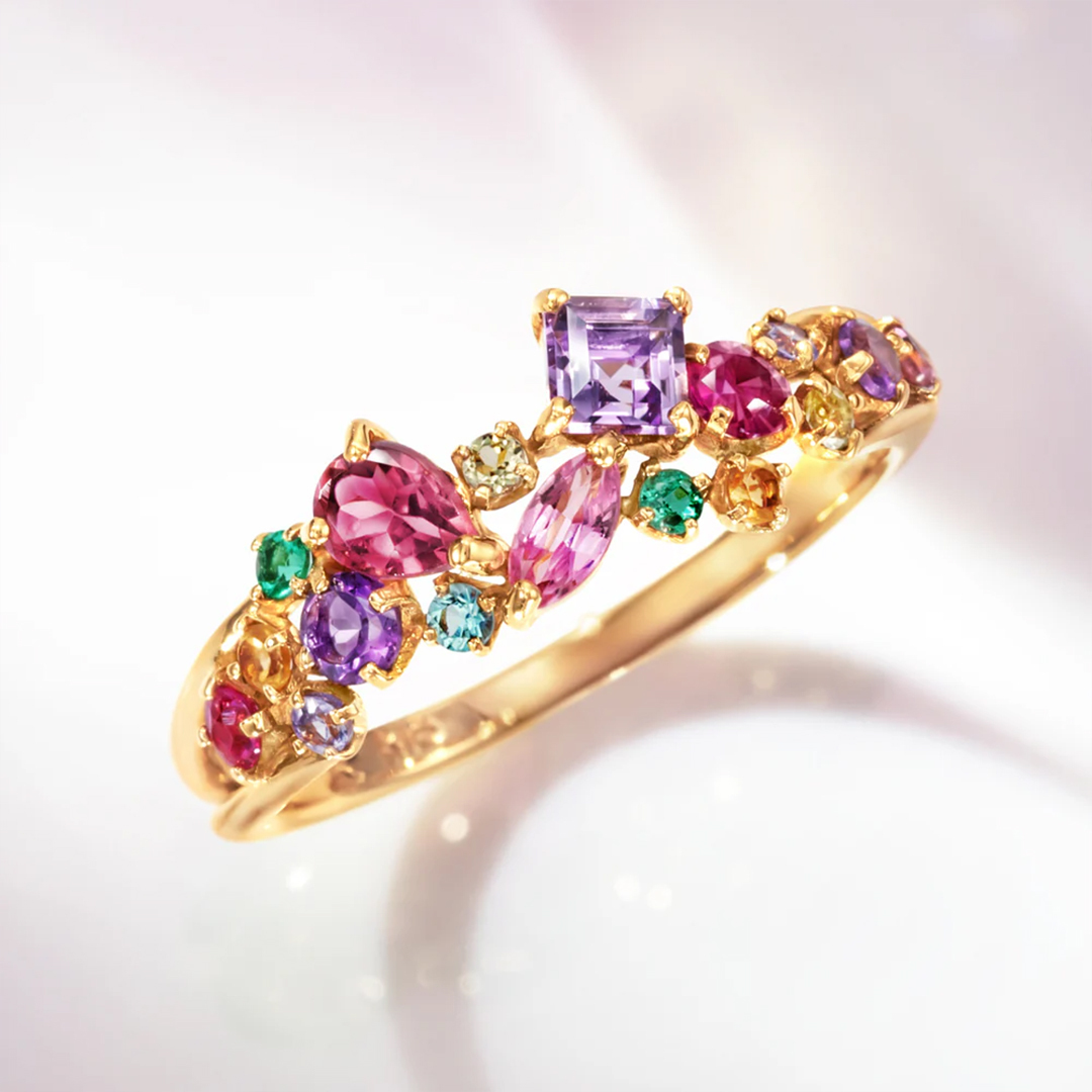 Beautifully Broken Nugget Colorful Diamonds Ring