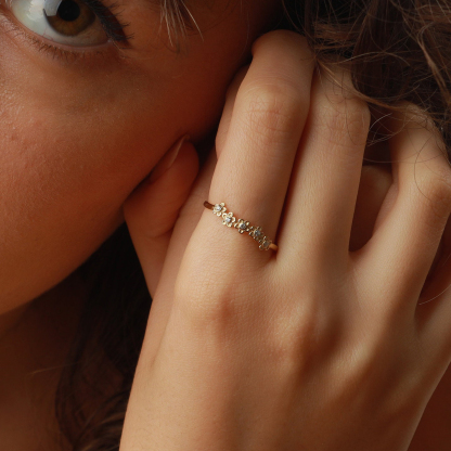 Custom 1-5 Birthstone Daisy Ring