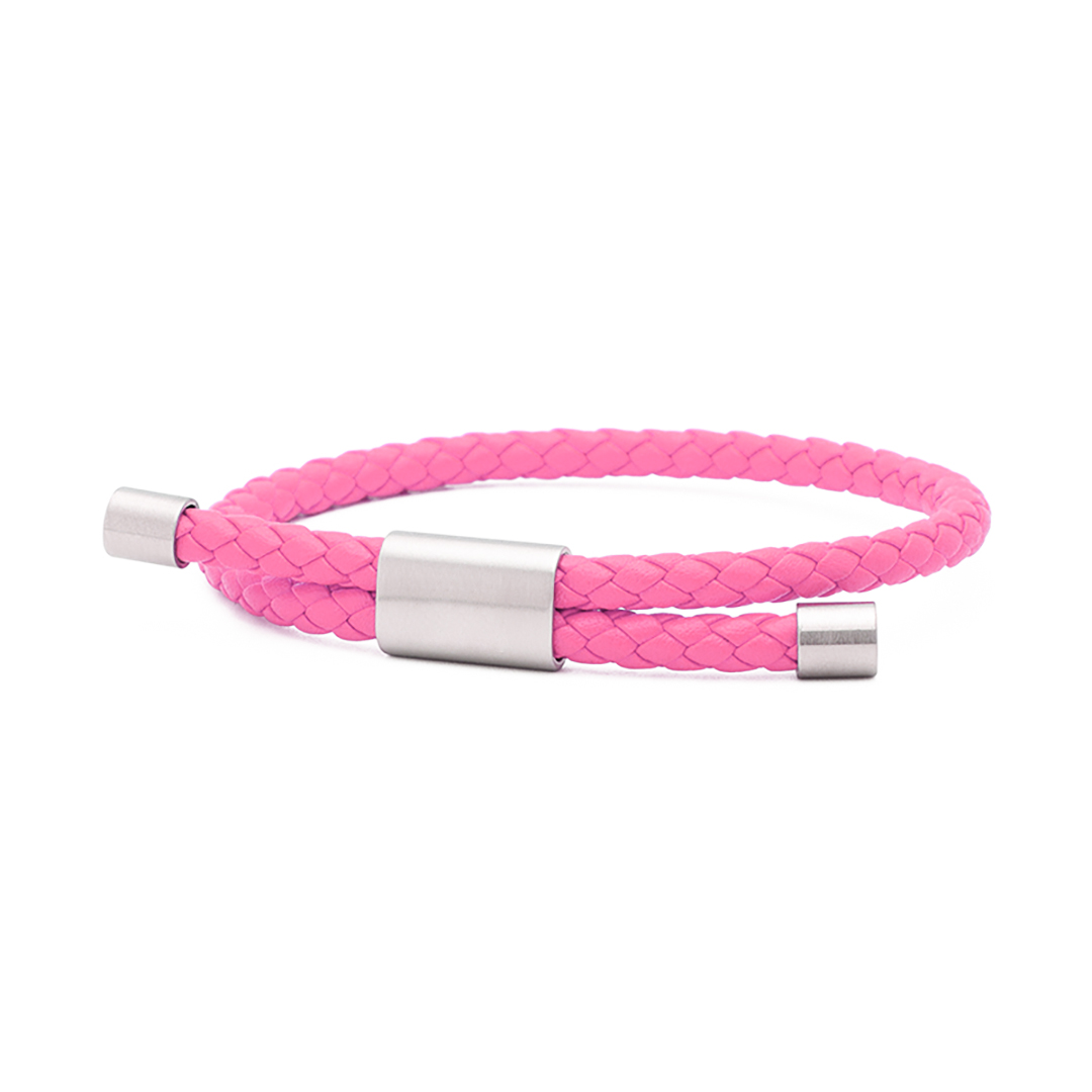 Breast Cancer Pink Leather Cord Bracelet