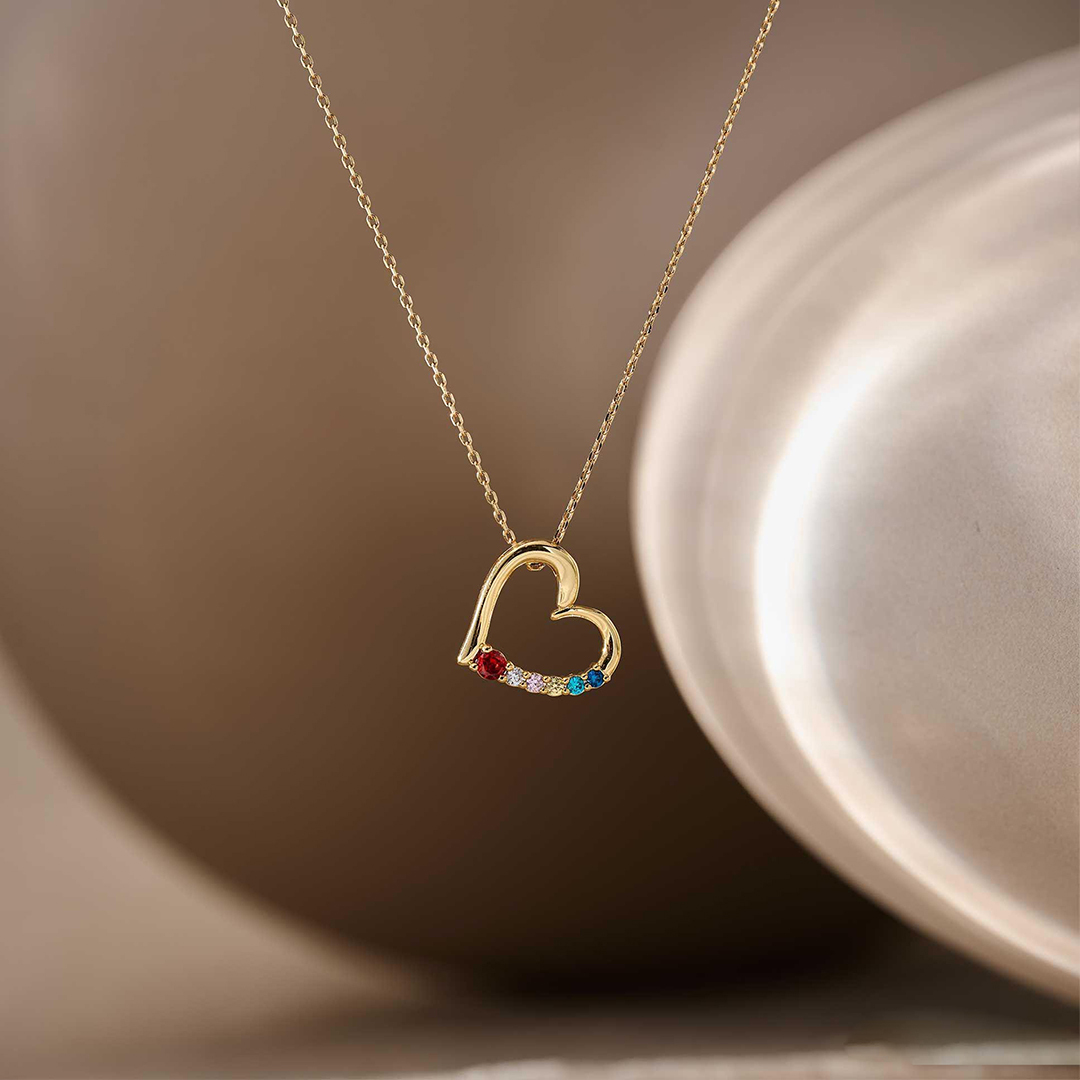 Custom 2-8 Birthstones Grandma's Heartbeat Necklace