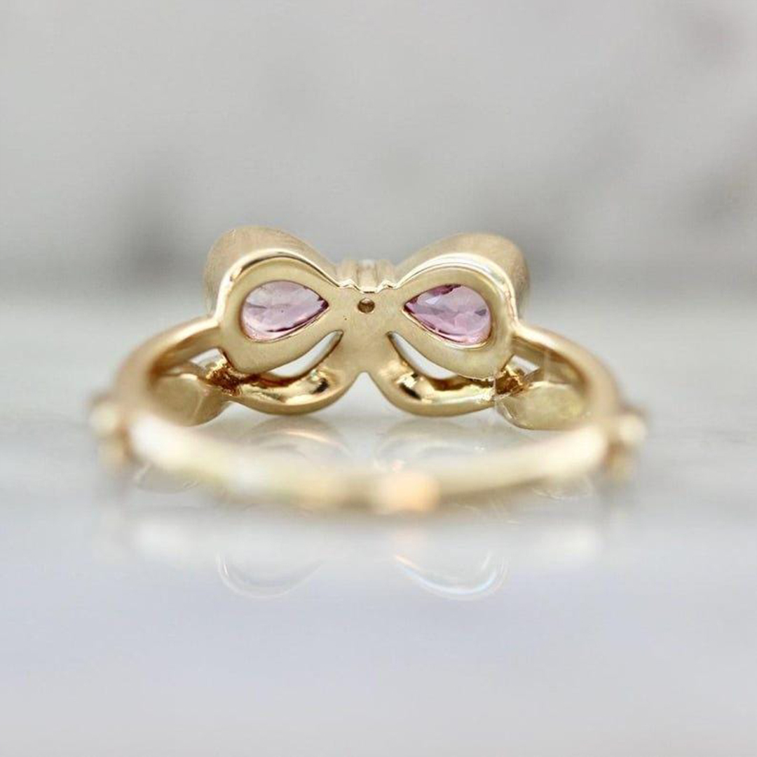 Breast Cancer Gifts Dainty Bow Statement Ring