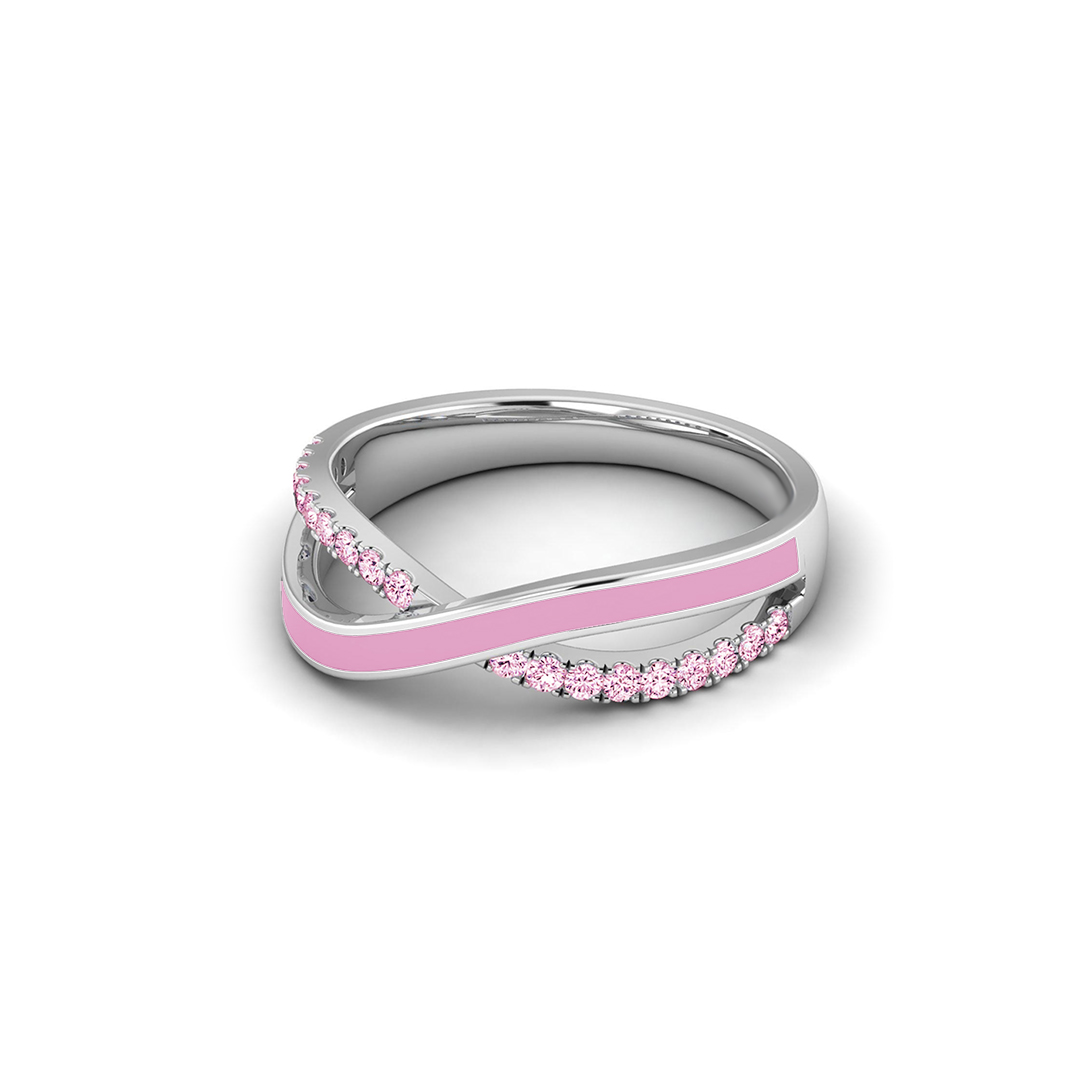 Breast Cancer Awareness Pink Crossing Ring