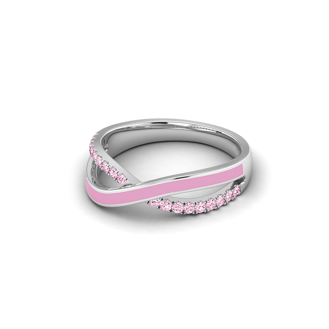 Breast Cancer Awareness Pink Crossing Ring