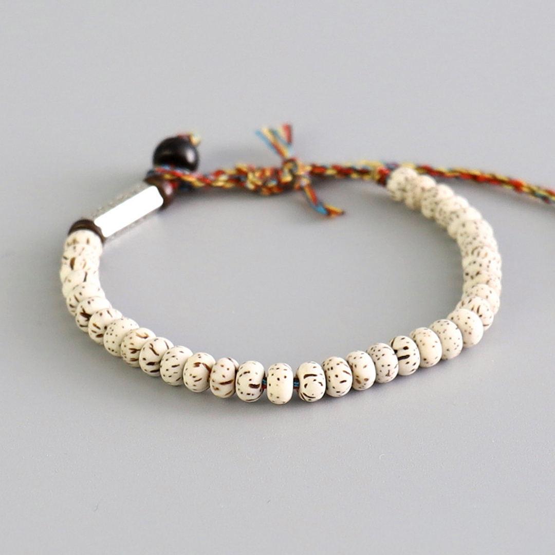 Handmade Tibetan Buddhist Bodhi Beaded Bracelet – Lucky Knot Charm for Spiritual Connection