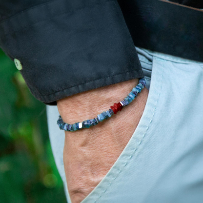 Diabetes Awareness Men Nature Raw Emerald Bracelet