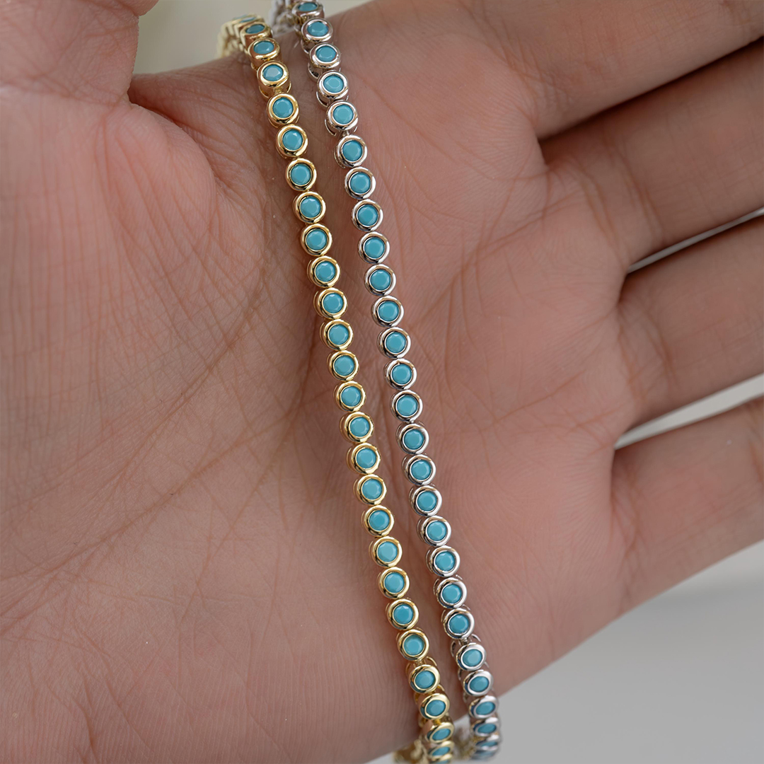 PTSD Awareness Strength In Every Link Turquoise Tennis Bracelet
