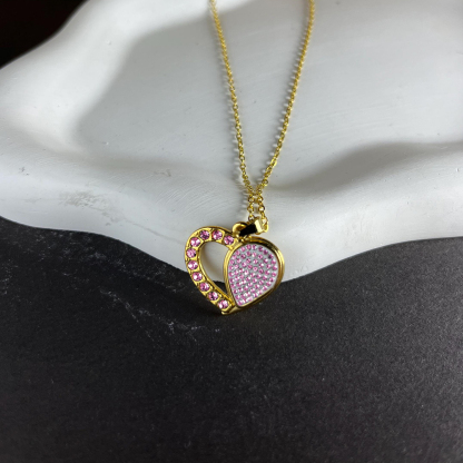Breast Cancer Awareness Pink Heart Pendant Necklace