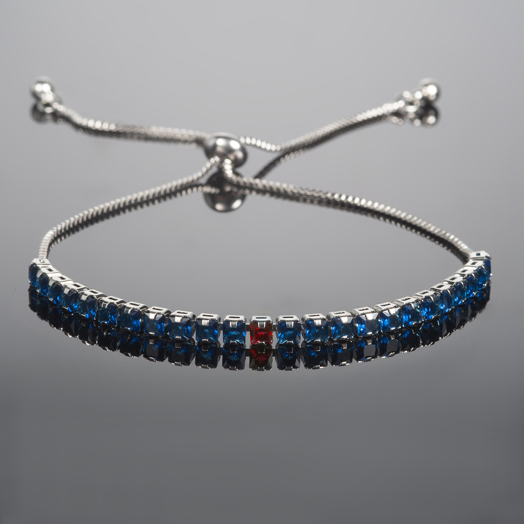 Diabetes Awareness Blue Diamond Silver Bracelet