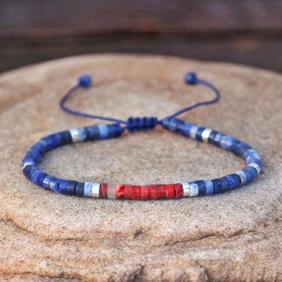 Diabetes Awareness Sodalite Bead Bracelet