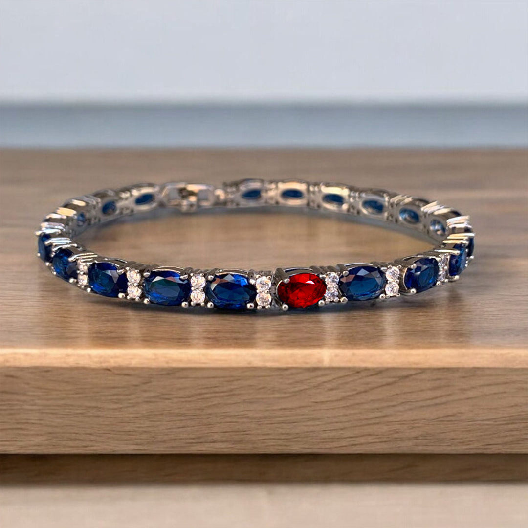 Diabetes Awareness Center Red Sapphire Strength Bracelet
