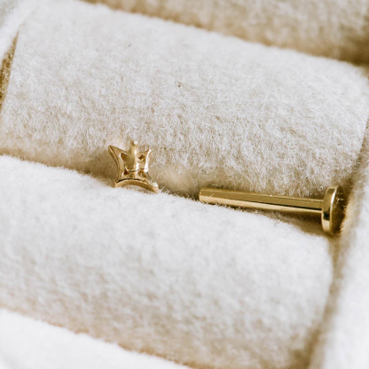 Gold Internally Threaded Star Flat Back Earrings