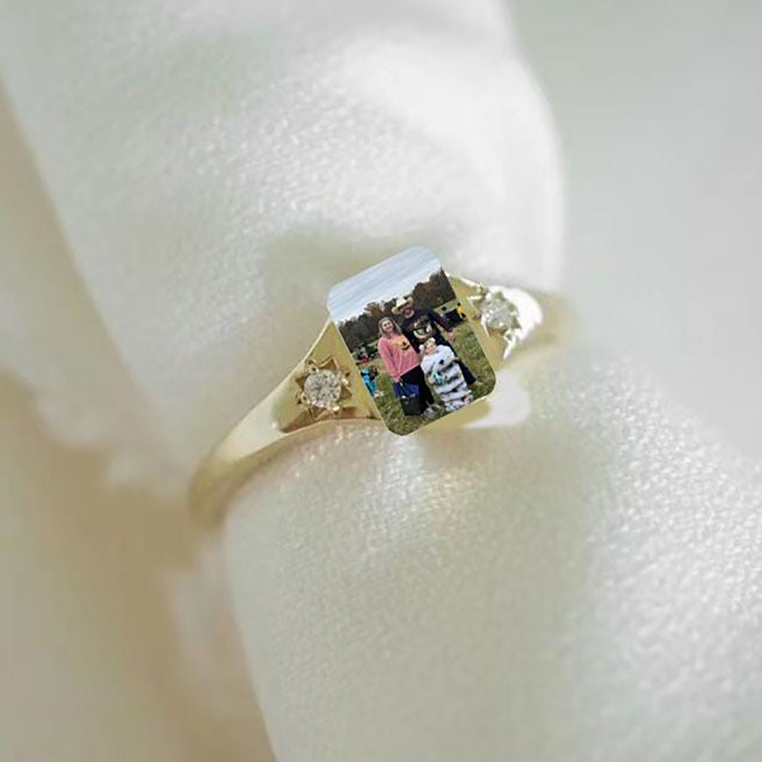 Custom Birthstone & Full-Color Photo Ring