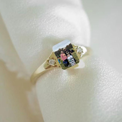 Custom Birthstone & Full-Color Photo Ring