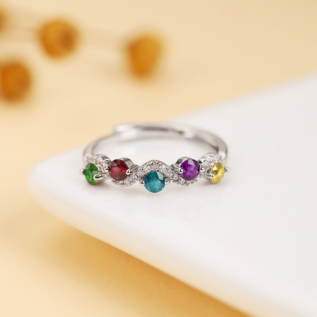 Treasured Ties Custom 1-5 Birthstones Family Ring