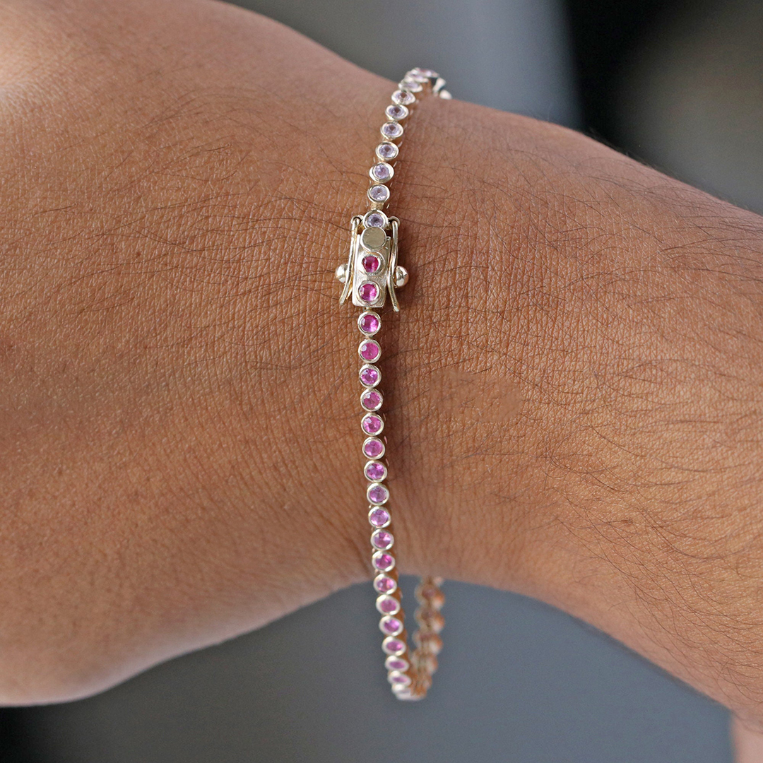 Breast Cancer Awareness Strength in Self-Love Pink Sapphire Bracelet