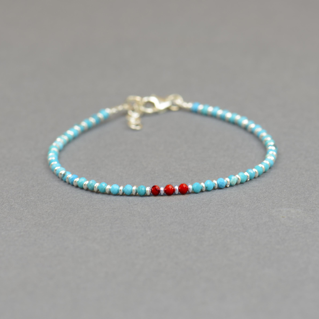 Diabetes Awareness Statement of Strength Tiny Turquoise Beads Bracelet