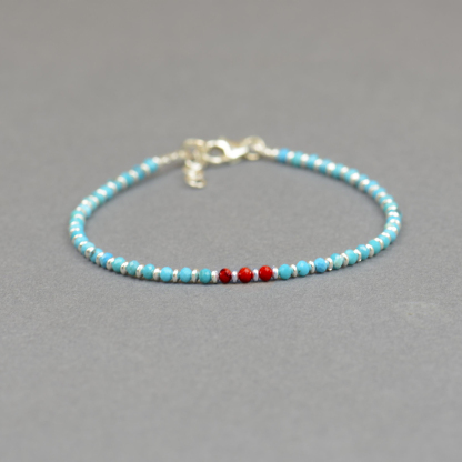 Diabetes Awareness Statement of Strength Tiny Turquoise Beads Bracelet