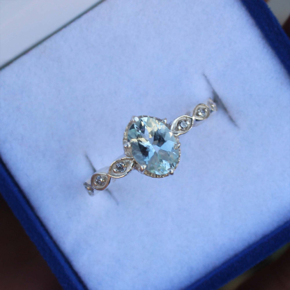 Aquamarine Diamond Promise Ring