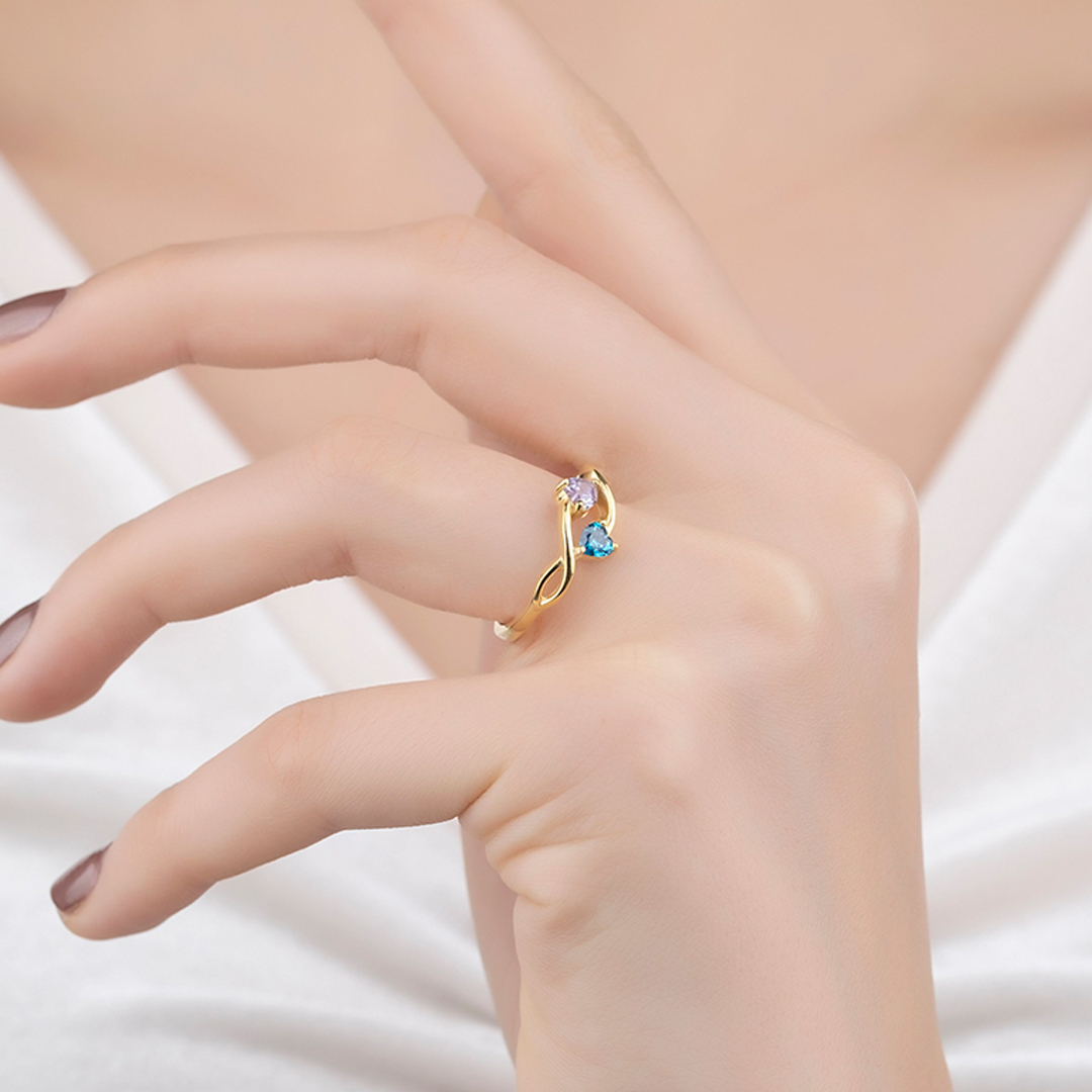 All That Truly Mattered Custom Couple Birthstones Ring