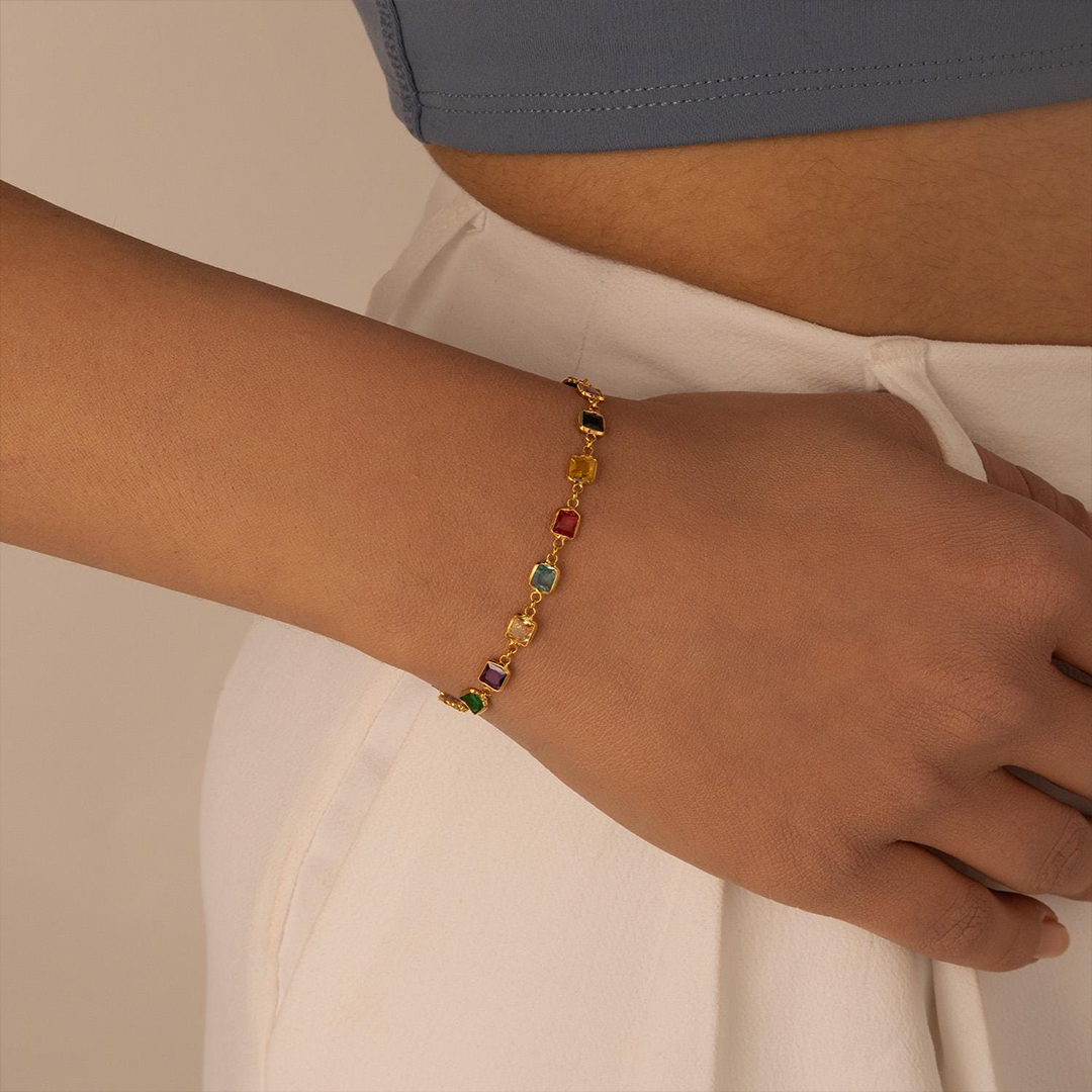 Personalized Colorful 1-12 Stones Bonds Bracelet