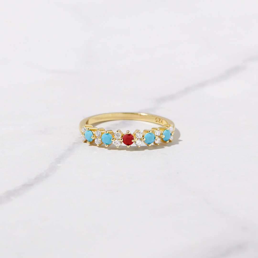 Diabetes Awareness Power Statement Dainty Turquoise Ring