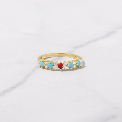 Diabetes Awareness Power Statement Dainty Turquoise Ring