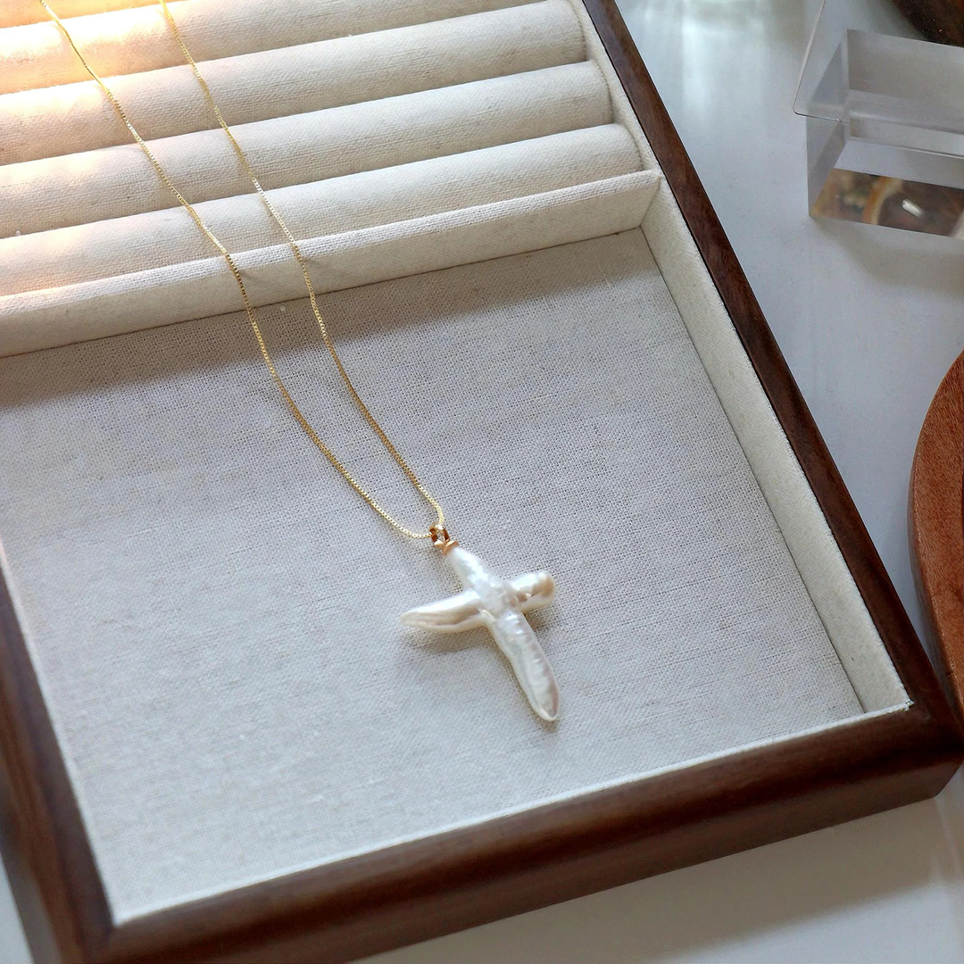 Choosing Me Freshwater Cross Pearl Necklace