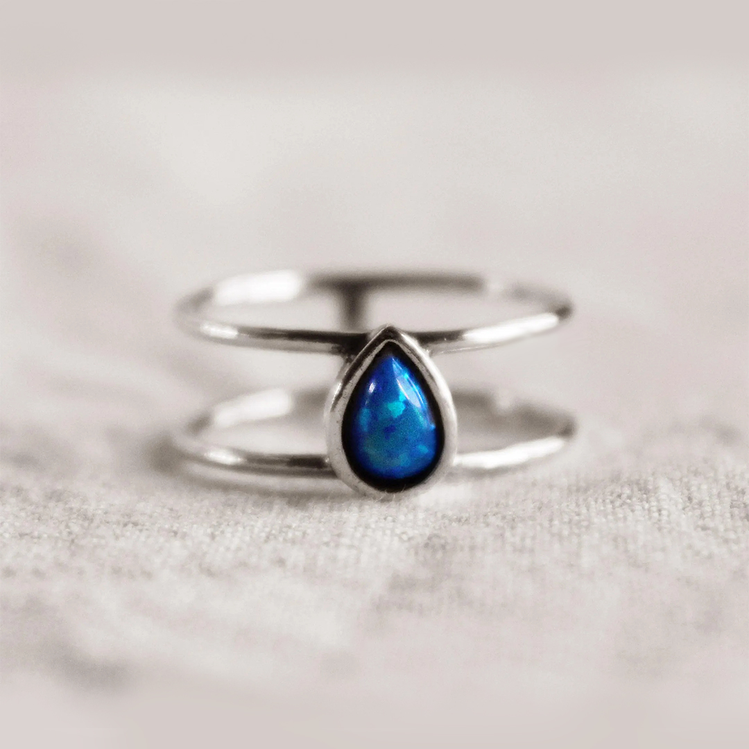 Heaven’s Opal Blue Teardrop Ring