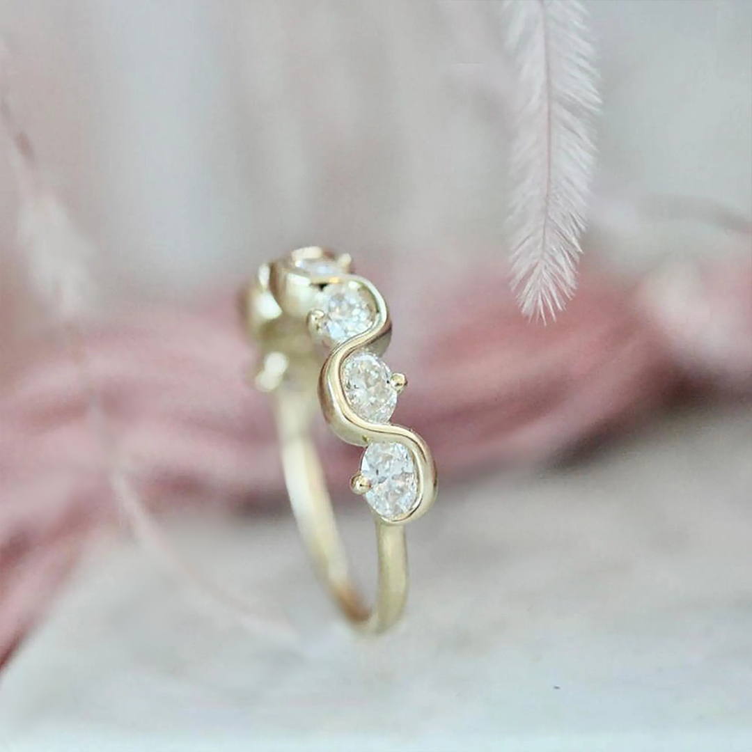 I'll Be With You Oval Cut Moissanite Wave Ring