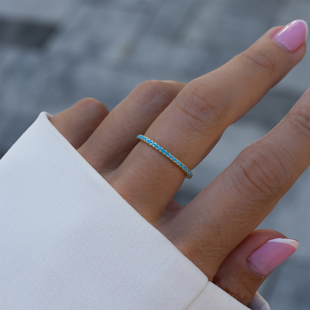 Ovarian Cancer Awareness Turquoise Eternity Ring