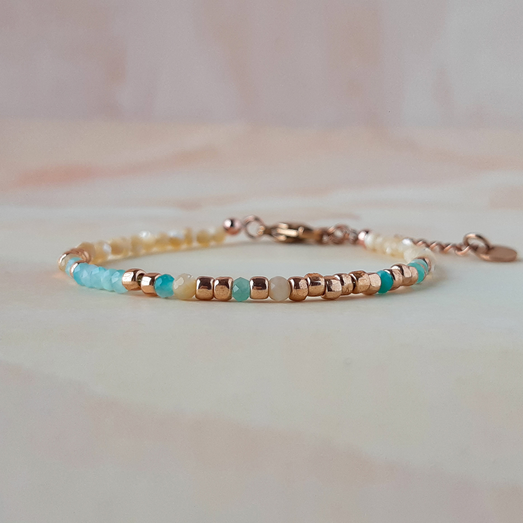 I Am Enough Morse Code Blue Stone Bracelet