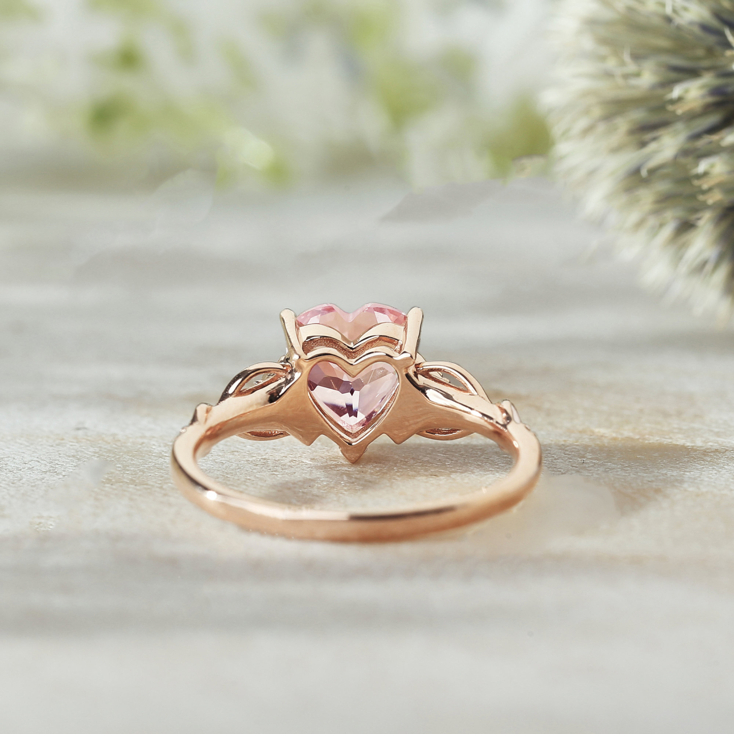 Unique Heart Shaped Pink Ring
