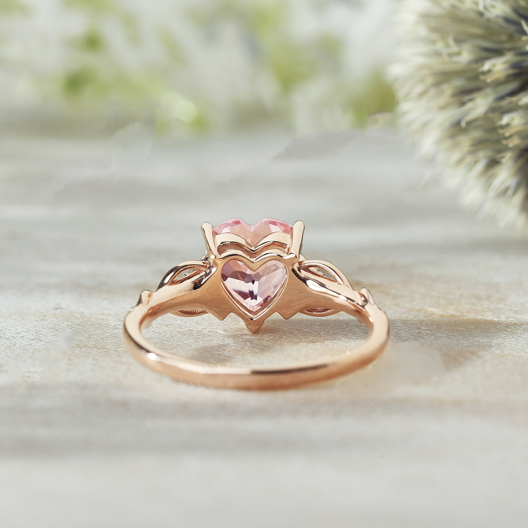 Unique Heart Shaped Pink Ring