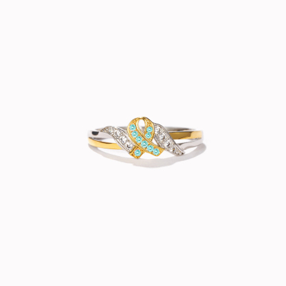 Ovarian Cancer Awareness Teal Ribbon Ring