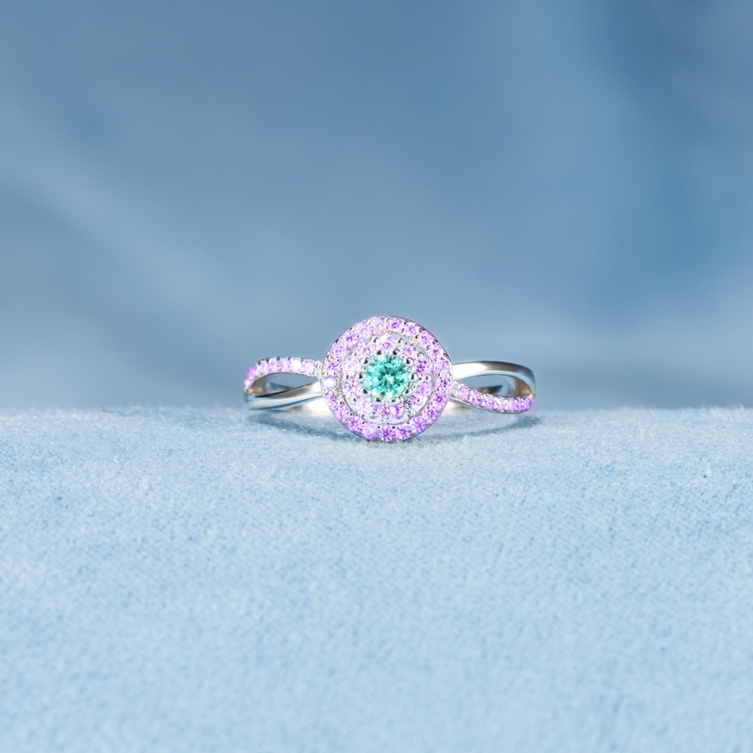 Suicide Prevention Awareness Teal &Purple Circle Ring