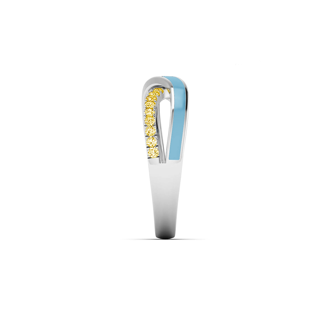 Down Syndrome Awareness Blue & Yellow Ribbon Ring